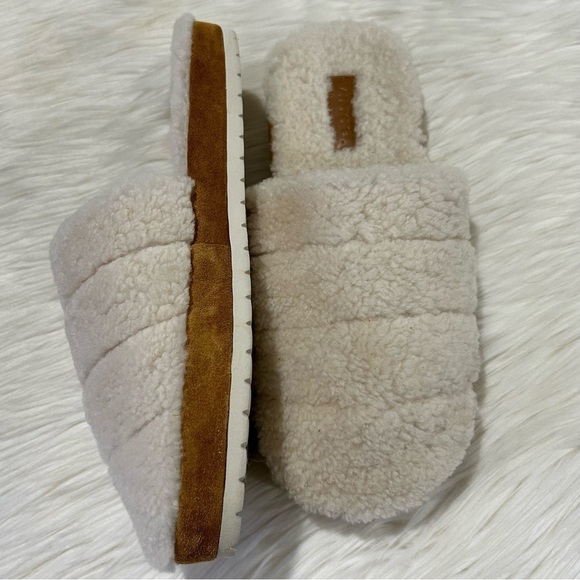 Vince‎ Loni Shearling Leather Slippers in Turtledove 37 - Picture 4 of 9